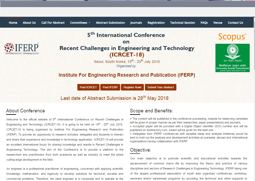 5th International Conference  on  Recent Challenges in Engineering and Technology